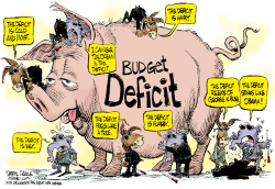 BLIND BUDGET DEFICIT PIG  by Daryl Cagle