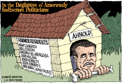 SCHWARZENEGGER IN THE DOGHOUSE by Wolverton