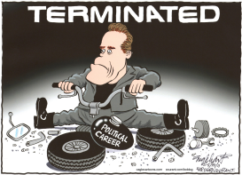 ARNOLD SCHWARZENEGGER  by Bob Englehart