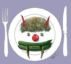 VEGETABLE DEMON ON PLATE by Riber Hansson