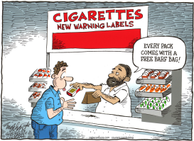 NEW CIGARETTE WARNINGS by Bob Englehart