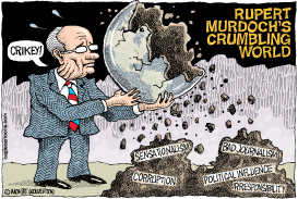 RUPERT MURDOCHS CRUMBLING WORLD by Wolverton