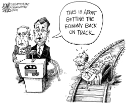 ECONOMY BACK ON TRACK by Adam Zyglis