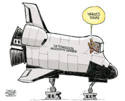 OBAMA AND SPACE SHUTTLE by John Cole