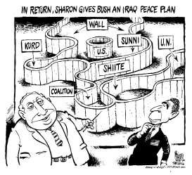 SHARON IRAQ PEACE PLAN by Mike Lane