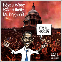 OBAMA TURNS 50 by Aislin