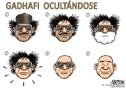 GADHAFI OCULTANDOSE  by RJ Matson