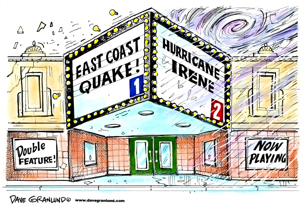  HURRICANE IRENE AND QUAKE by Dave Granlund