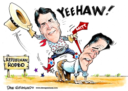 RICK PERRY VS MITT ROMNEY by Dave Granlund