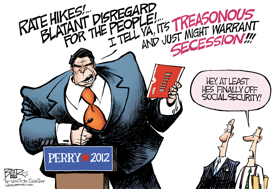  RICK PERRY RHETORIC by Nate Beeler