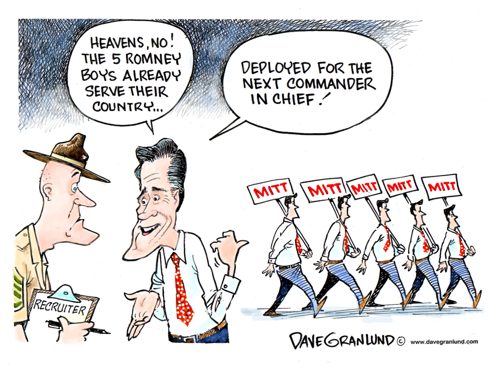  ROMNEY SONS AND MILITARY by Dave Granlund