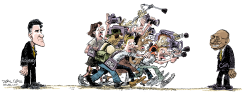 HERMAN CAIN Y LOS MEDIOS  by Daryl Cagle