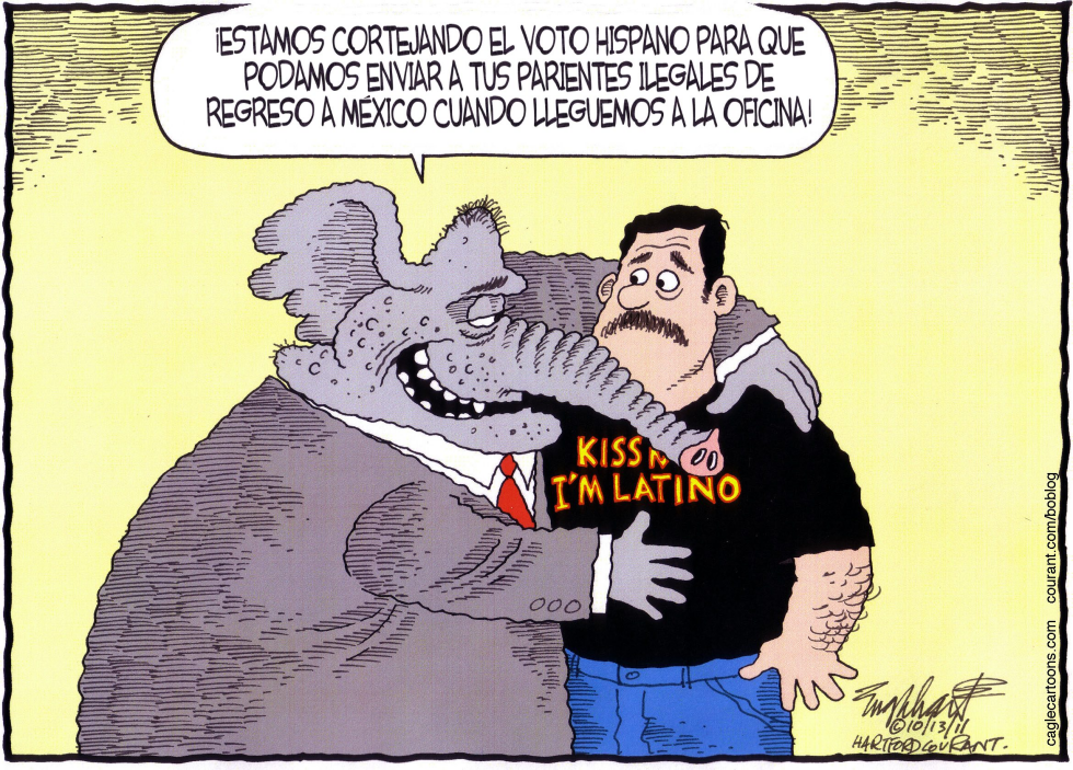  EL GOP CORTEJA EL VOTO HISPANO  by Bob Englehart