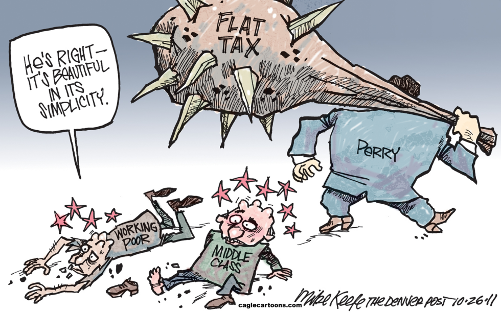  PERRYS FLAT TAX by Mike Keefe